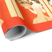 art deco dame met ventilator cadeaupapier (Rol Hoek)