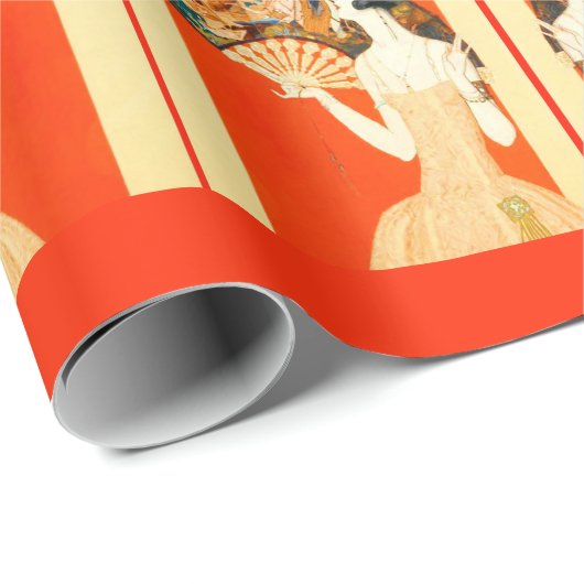 art deco dame met ventilator cadeaupapier (Rol Hoek)