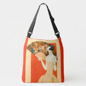 art deco dame met ventilator crossbody tas (Voorkant)