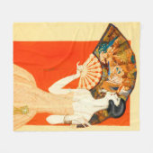art deco dame met ventilator fleece deken (Voorkant (Horizontaal))