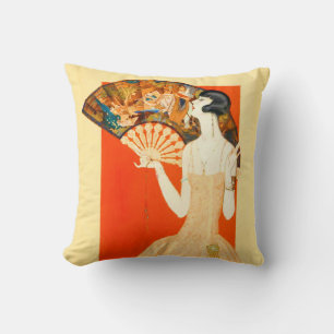 art deco dame met ventilator kussen