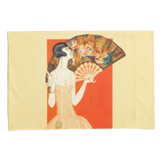 art deco dame met ventilator kussensloop (Voorkant-Rechts)