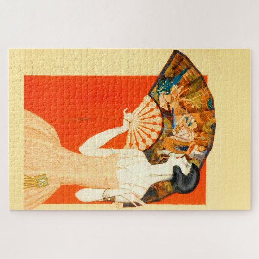art deco dame met ventilator legpuzzel (Horizontaal)