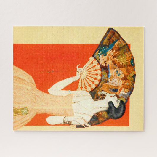 art deco dame met ventilator legpuzzel (Horizontaal)
