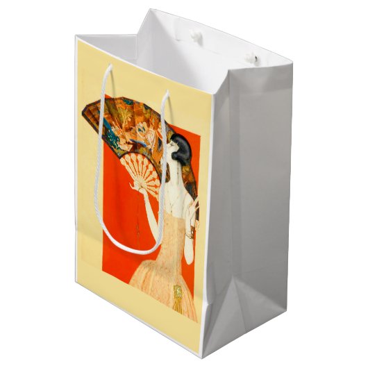 art deco dame met ventilator medium cadeauzakje (Voorkant Gekanteld)