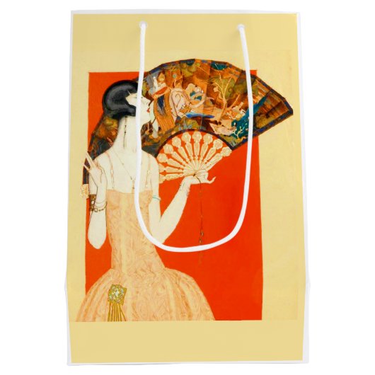 art deco dame met ventilator medium cadeauzakje (Achterkant)