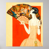 art deco dame met ventilator poster (Voorkant)