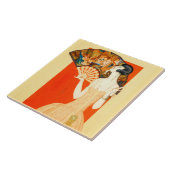 art deco dame met ventilator tegeltje (Zijkant)