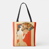 art deco dame met ventilator tote bag (Achterkant)