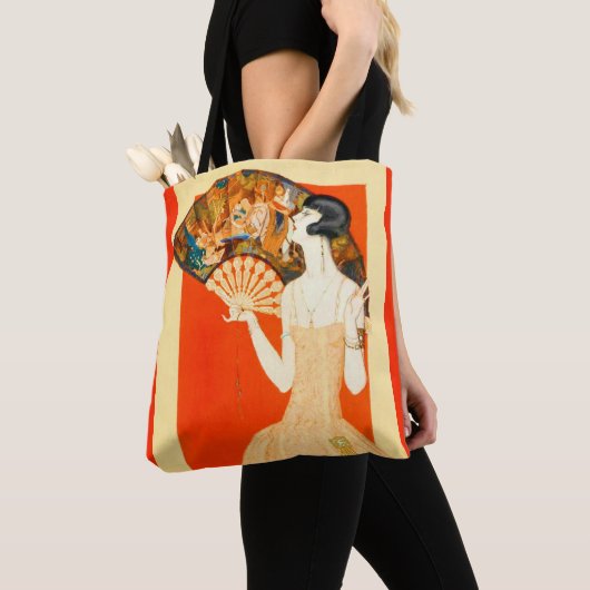 art deco dame met ventilator tote bag (Dichtbij)