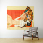 art deco dame met ventilator wandkleed (In Situ (horizontaal))