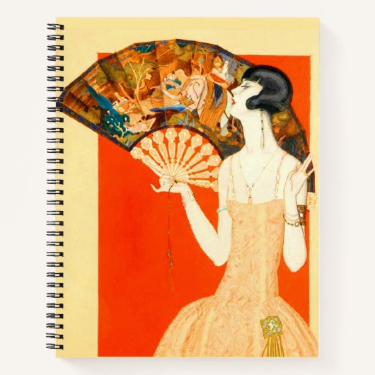 art deco dame met waaier notitieboek (Voorkant)