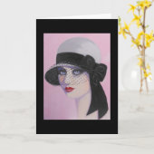 Art deco, Dame van Elegantie, notakaart Kaart (Gele Bloem)