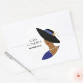 Art Deco Dame, Winkel, Schoonheidszaken of Schoonh Ronde Sticker (Envelop)