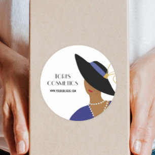 Art Deco Dame, Winkel, Schoonheidszaken of Schoonh Ronde Sticker