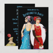 Art Deco Dames Bachelorette Party Uitnodiging (Voorkant / Achterkant)