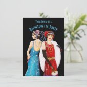 Art Deco Dames Bachelorette Party Uitnodiging (Staand voorkant)