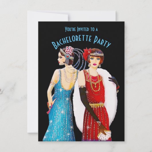 Art Deco Dames Bachelorette Party Uitnodiging (Voorkant)