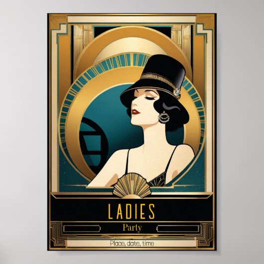 Art Deco Dames Feestavond Poster (Voorkant)