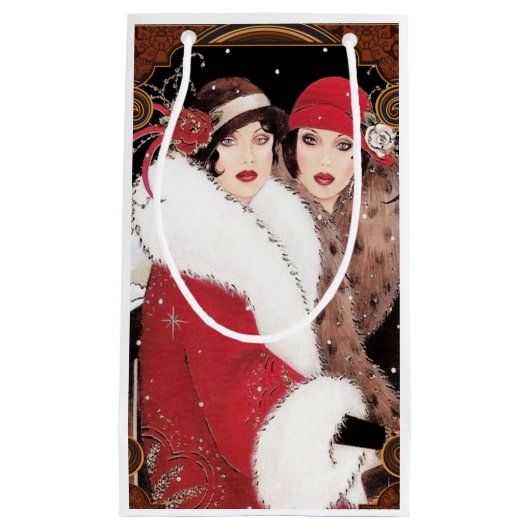  Art Deco-dames kerstfeestdag Klein Cadeauzakje (Voorkant)