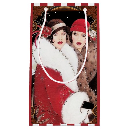  Art Deco-dames kerstfeestdag Klein Cadeauzakje (Voorkant)