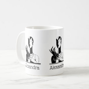 Art Deco Dames Met Parels Zwart Transp Koffiemok
