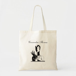 Art Deco Dames Met Parels Zwart Transp Tote Bag