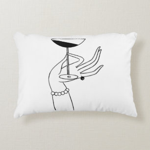 Art Deco Dameshand die een champagneglas vasthoudt Accent Kussen