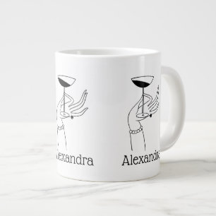 Art Deco Dameshand die een champagneglas vasthoudt Grote Koffiekop