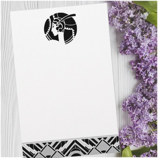 Art Deco Damesilhouet | Geometrische Vintage Briefpapier