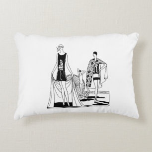 Art Deco damesmode aan het strand in vintage stijl Accent Kussen