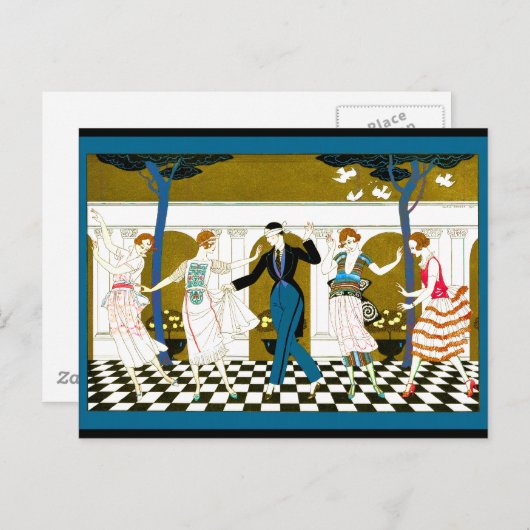 Art Deco Dance Briefkaart (Voorkant / Achterkant)