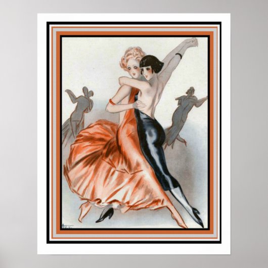 Art Deco "Dance Le Deux" 16 x 20 Poster (Voorkant)