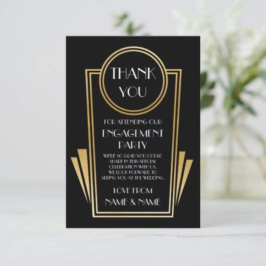 Art Deco Dank je wel 20s Trouwkaart Bedankkaart (Staand voorkant)