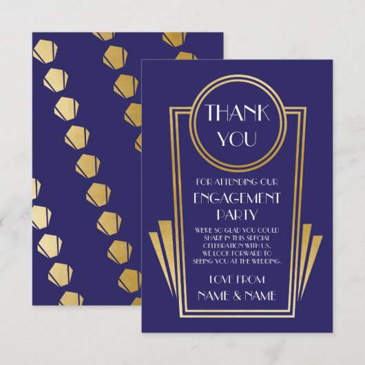 Art Deco Dank je wel Trouwkaarten voor verloving j Kaart (Voorkant / Achterkant)