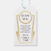 Art Deco Dank u 20s Labels Wit Goud Bruiloft Cadeaulabel (Voorkant)
