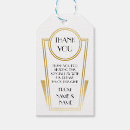 Art Deco Dank u 20s Labels Wit Goud Bruiloft Cadeaulabel
