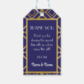 Art Deco Dank u Labels Navy Gold Labels Bruiloft Cadeaulabel (Voorkant)