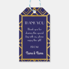 Art Deco Dank u Labels Navy Gold Labels Bruiloft Cadeaulabel
