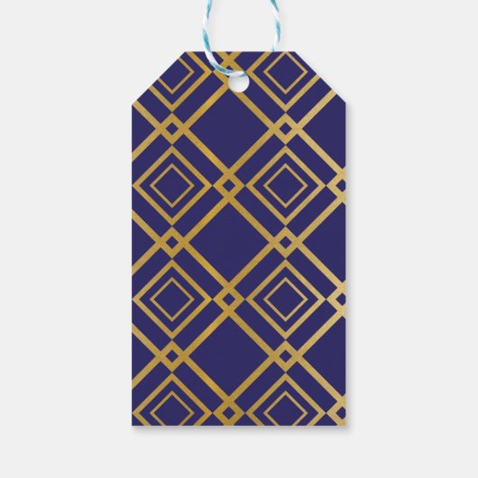 Art Deco Dank u Labels Navy Gold Labels Bruiloft Cadeaulabel (Achterkant)