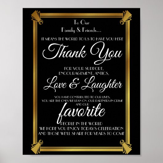 Art deco Dank u Poster (Voorkant)