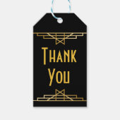 Art Deco Dank u Zwart & Goud Grote Gatsby Party Cadeaulabel (Voorkant)