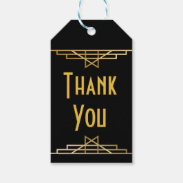 Art Deco Dank u Zwart & Goud Grote Gatsby Party Cadeaulabel