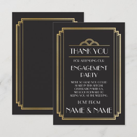 Art Deco Dankjewel Verlovings Huwelijkskaarten Kaart (Voorkant / Achterkant)