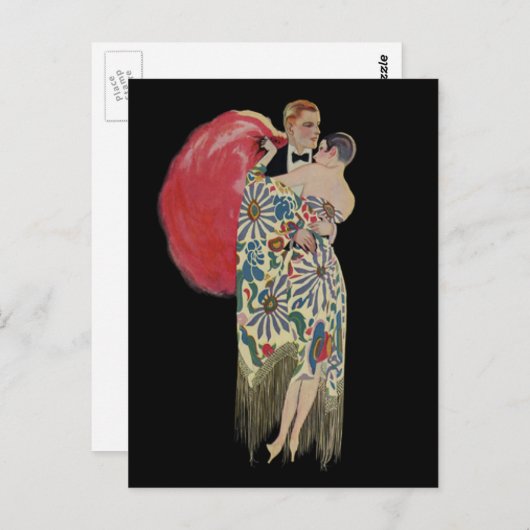 Art Deco-dansen,  liefde en Romance Briefkaart (Voorkant / Achterkant)