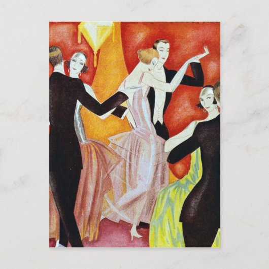 Art Deco Dansende Paren 1920 Balzaal Briefkaart (Voorkant)