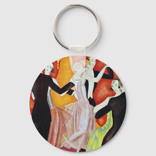 Art Deco Dansende Paren 1920 Balzaal Sleutelhanger (Voorkant)