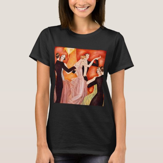Art Deco Dansende Paren 1920 Balzaal T-shirt (Voorkant)
