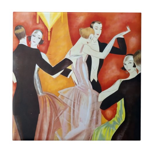 Art Deco Dansende Paren 1920 Balzaal Tegeltje (Voorkant)