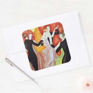 Art Deco Dansende Paren 1920 Balzaal Vierkante Sticker